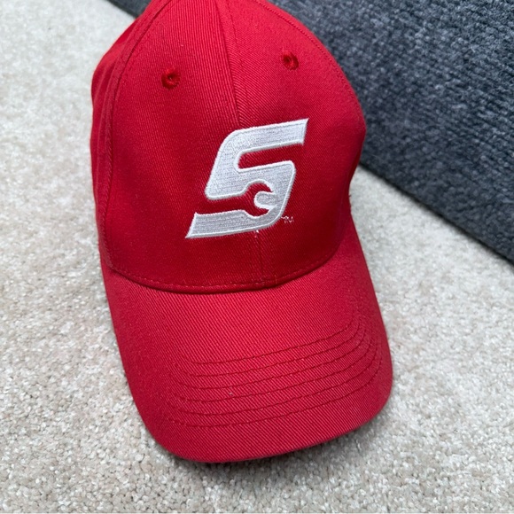 Snap On red Hat Cap One Size fitted ball cap - Picture 2 of 11